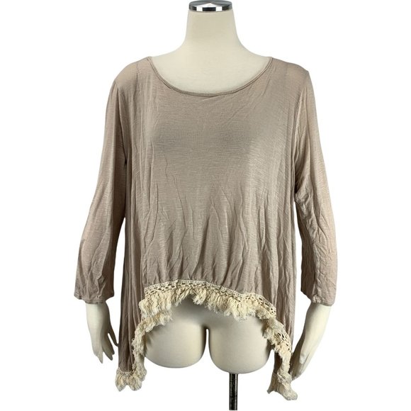 JODIFL Medium Blouse Boho Tassels Tan Hippy Loose - Picture 1 of 5